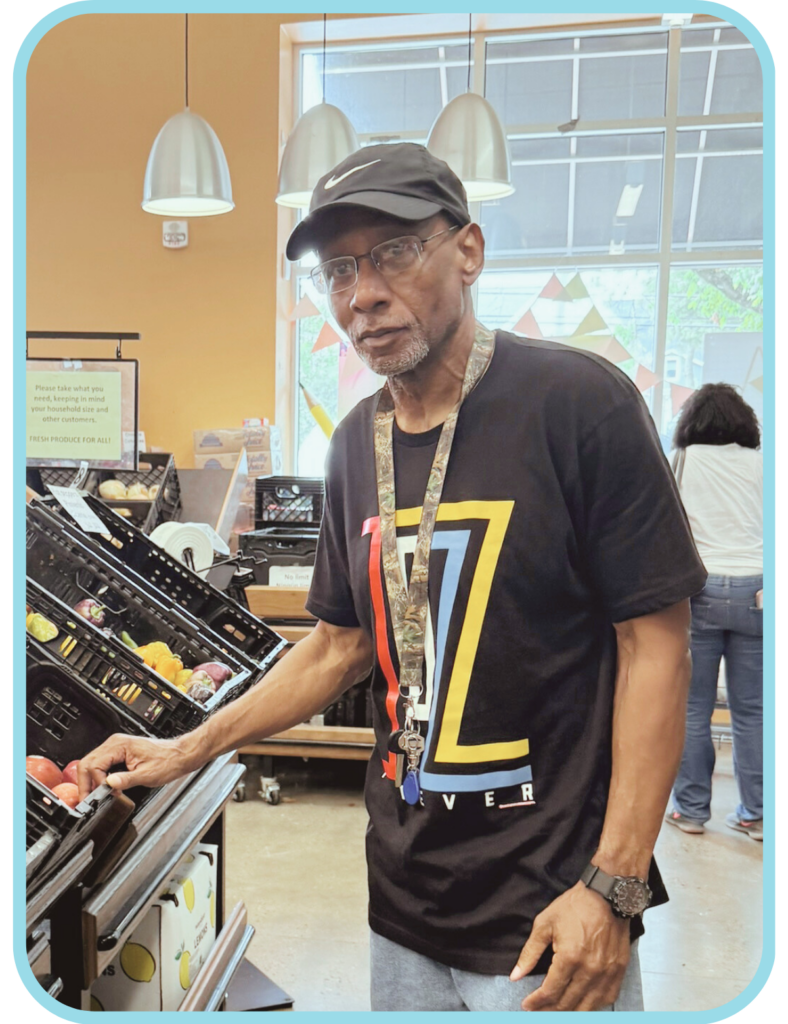 Martin shopping at The Store, maintaining his independence